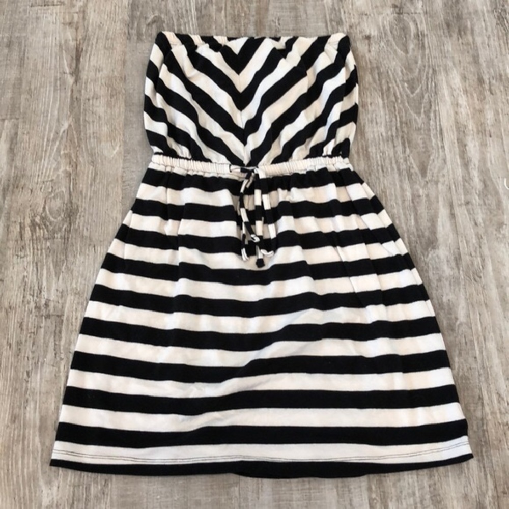 Black and White Striped Beach Cover-up Dress